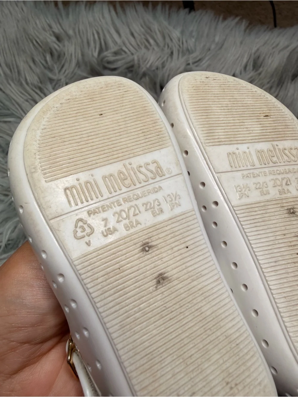 Mini Melissa White Girls' Jelly Mary Janes with Yellow Accent